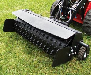 Power rake used for dethatching in Smith Village, OK by Apple Valley Eco Landscapes